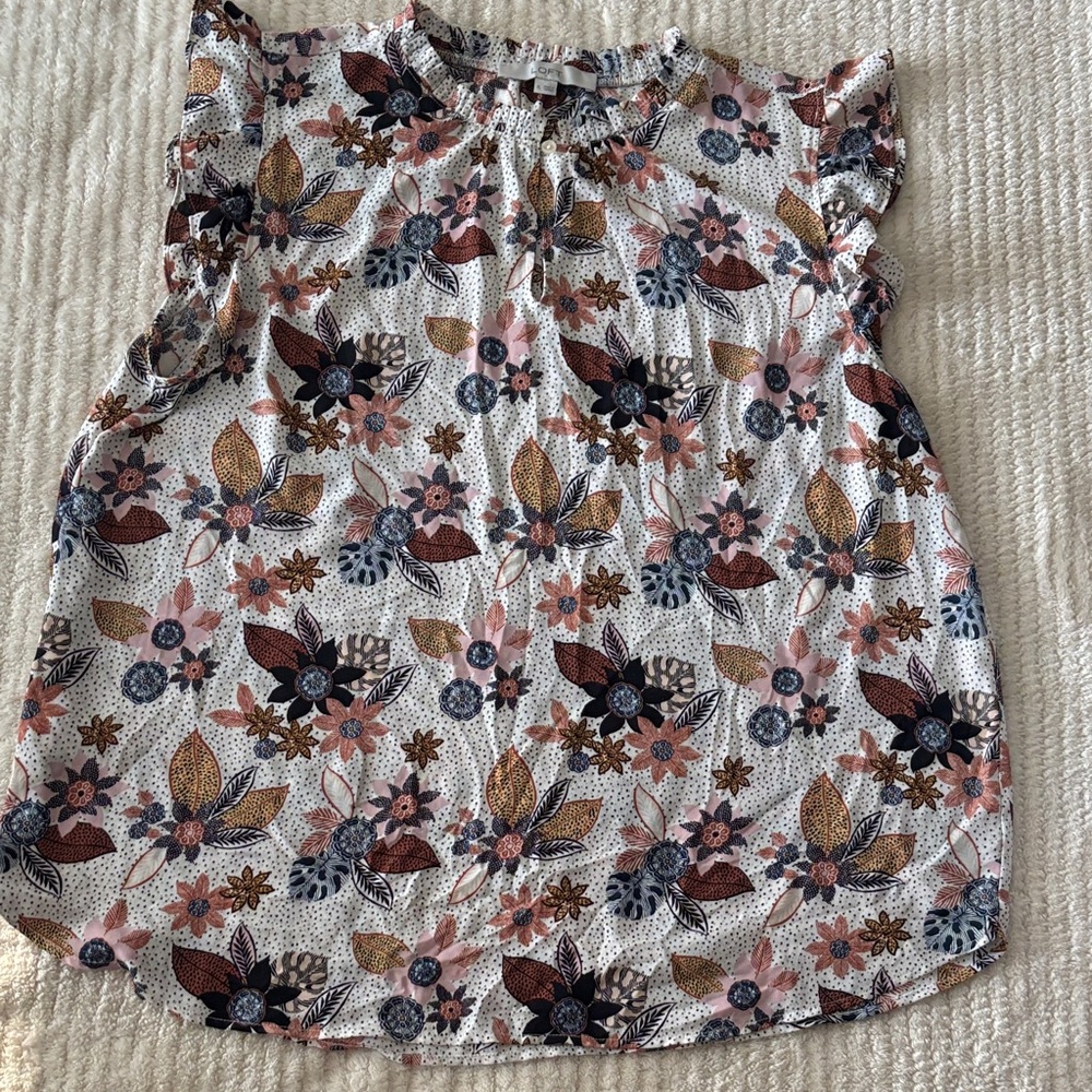 LOFT Floral Sleeveless Blouse - 70s vibe.